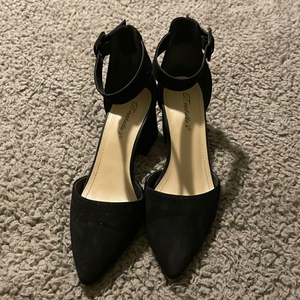 Size 9, 2 inch black closed toe heels